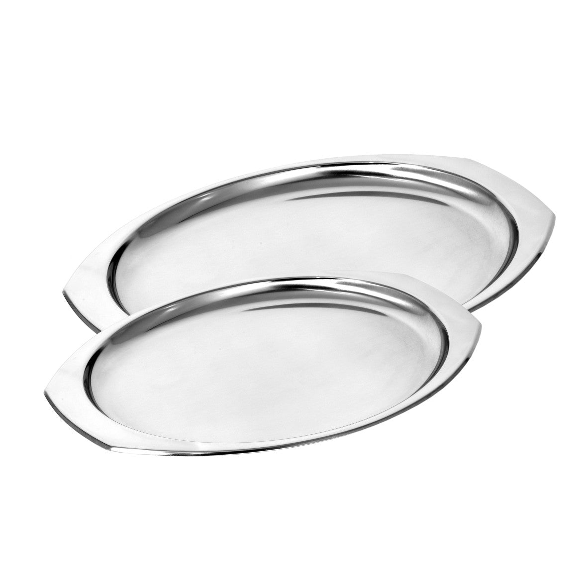 Set vassoi ovali da portata in acciaio inox 2 pezzi 35 e 40 cm