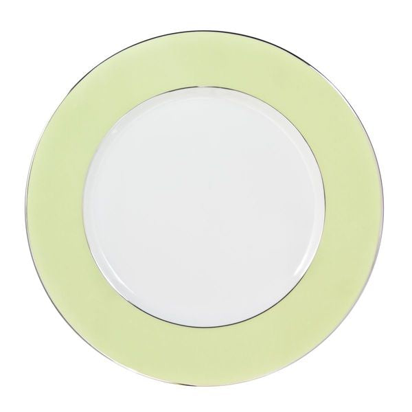 Sottopiatto porcellana con decoro verde filo platino - Sharm