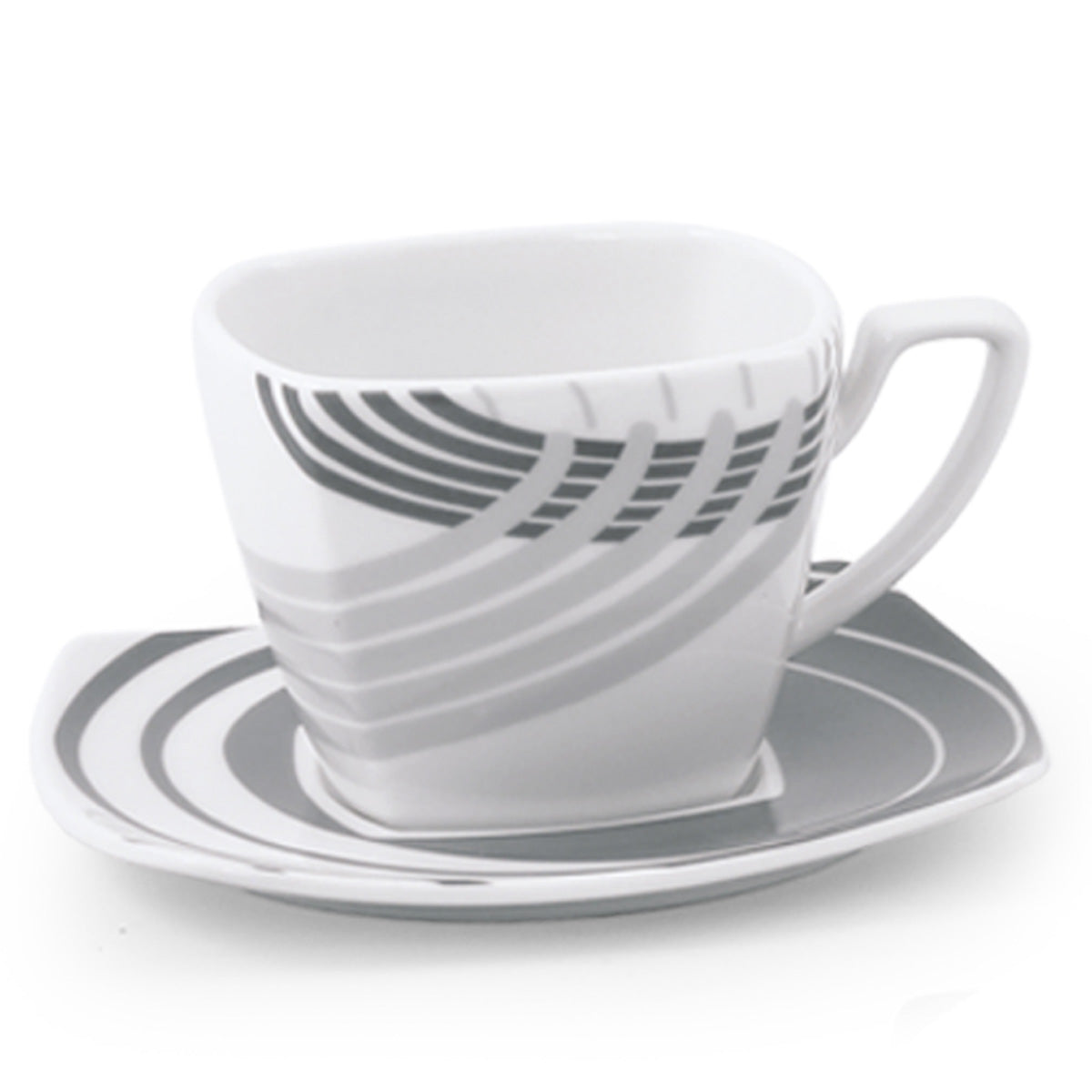 Tazza latte o da the quadrata con decoro moderno grigio - Cosmo