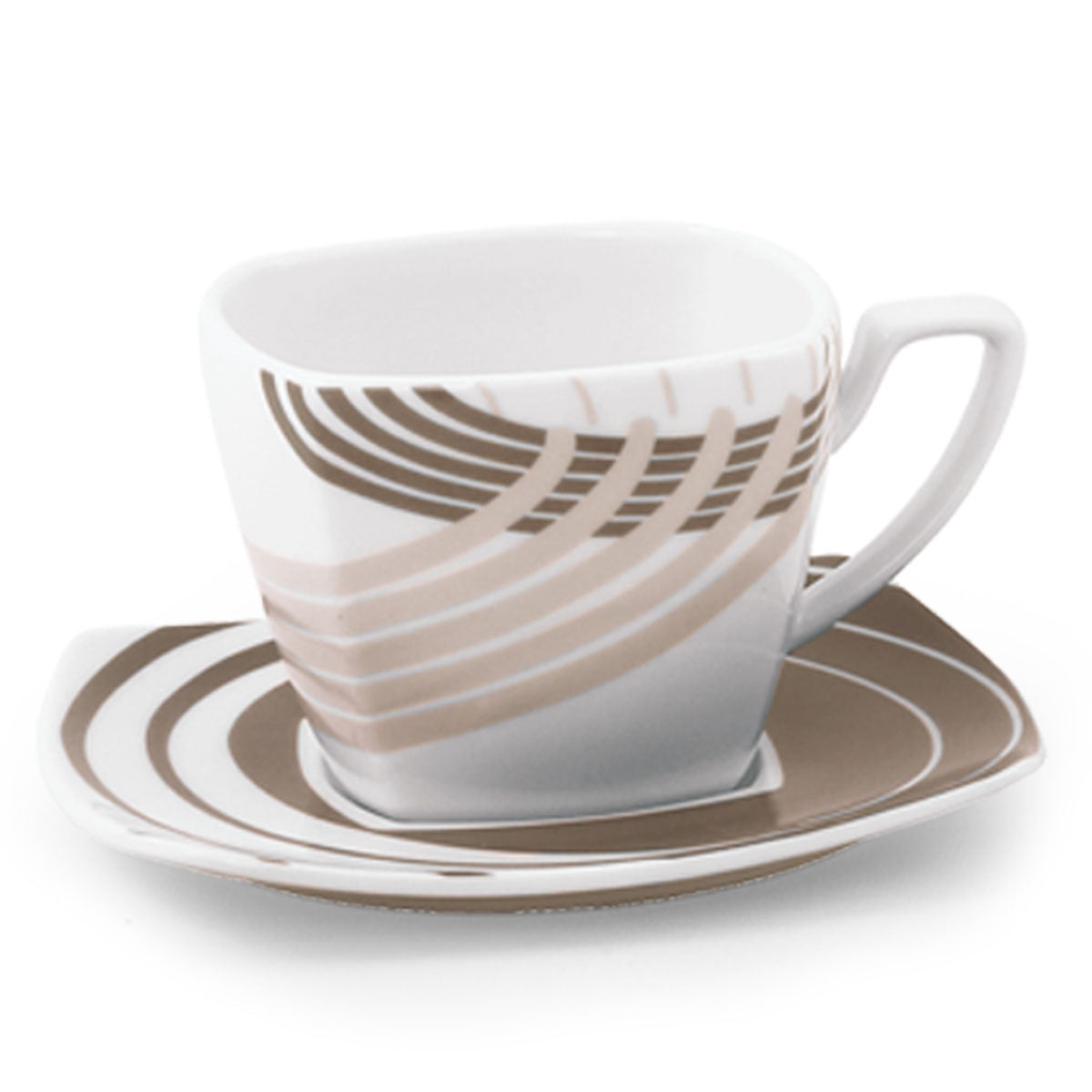 Tazza da latte o the quadrata con decoro moderno tortora - cosmo