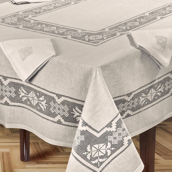 Tovaglia in lino panna sfilata a mano - Ginevra