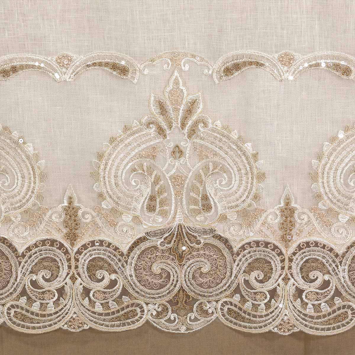 Tovaglia in puro lino con pizzo e paillettes biancheria tessile - Beatrice