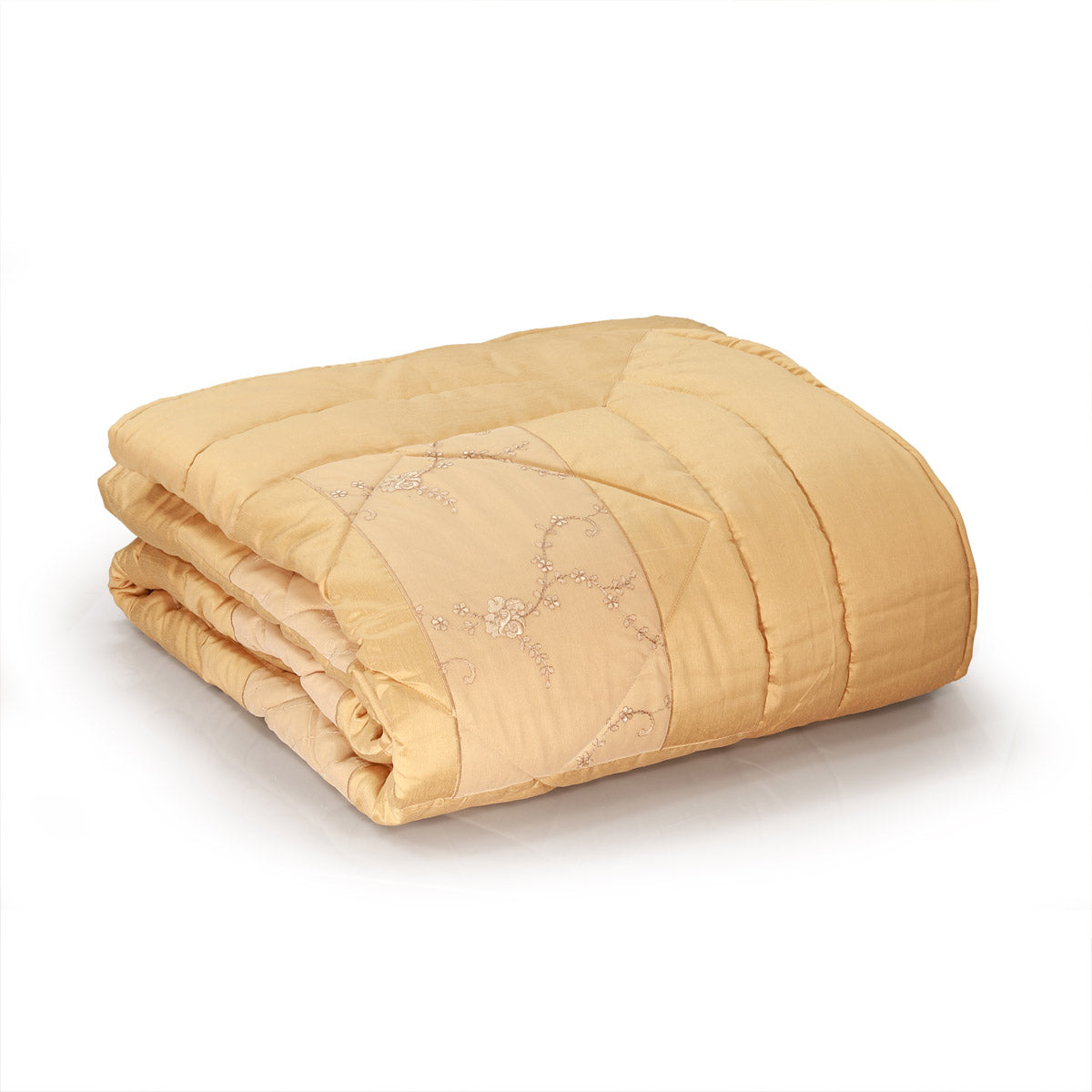 Trapunta 2 piazze classica in taffetta oro con pizzo - EL109