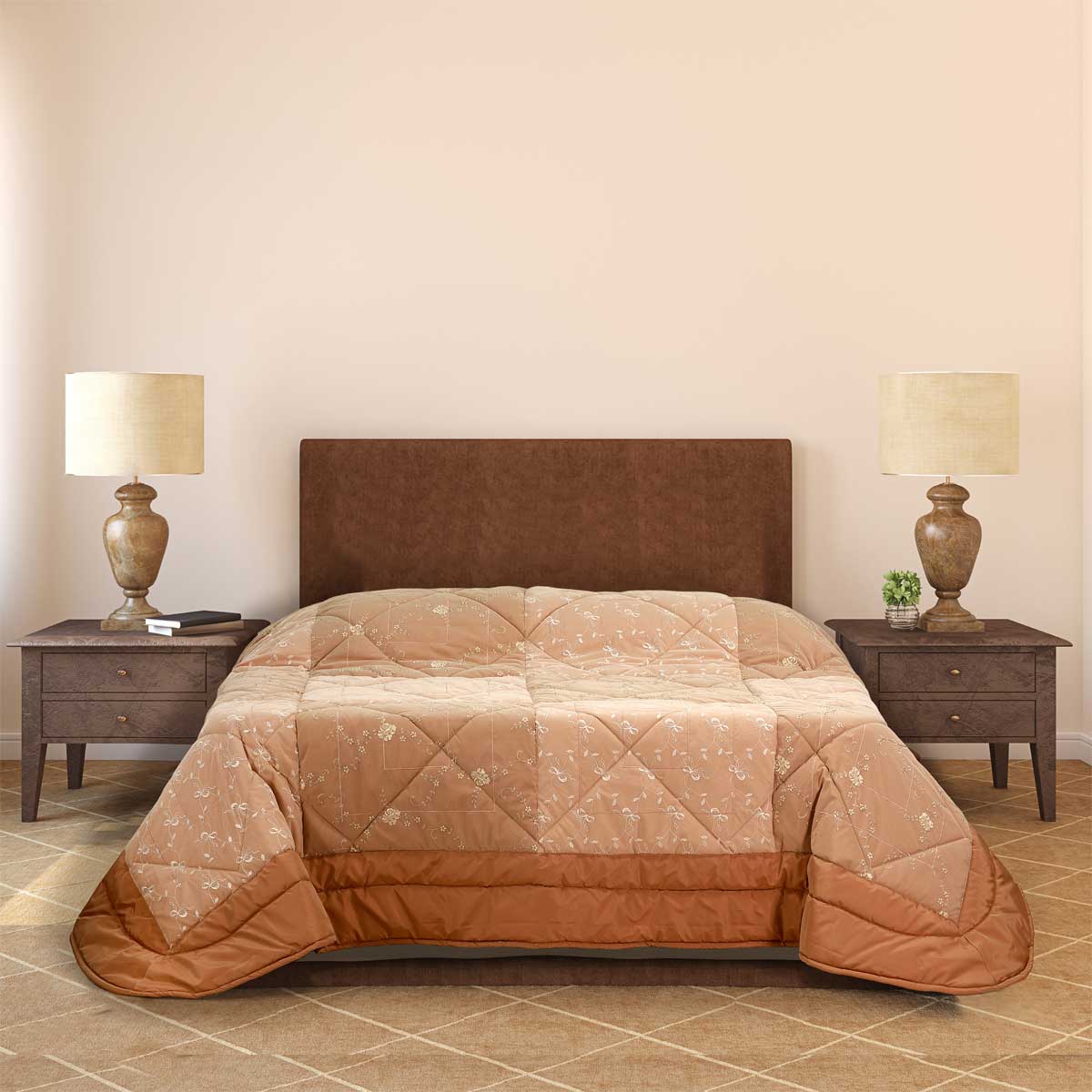 Trapunta di colore arancio invernale con costruzione patchwork - el089