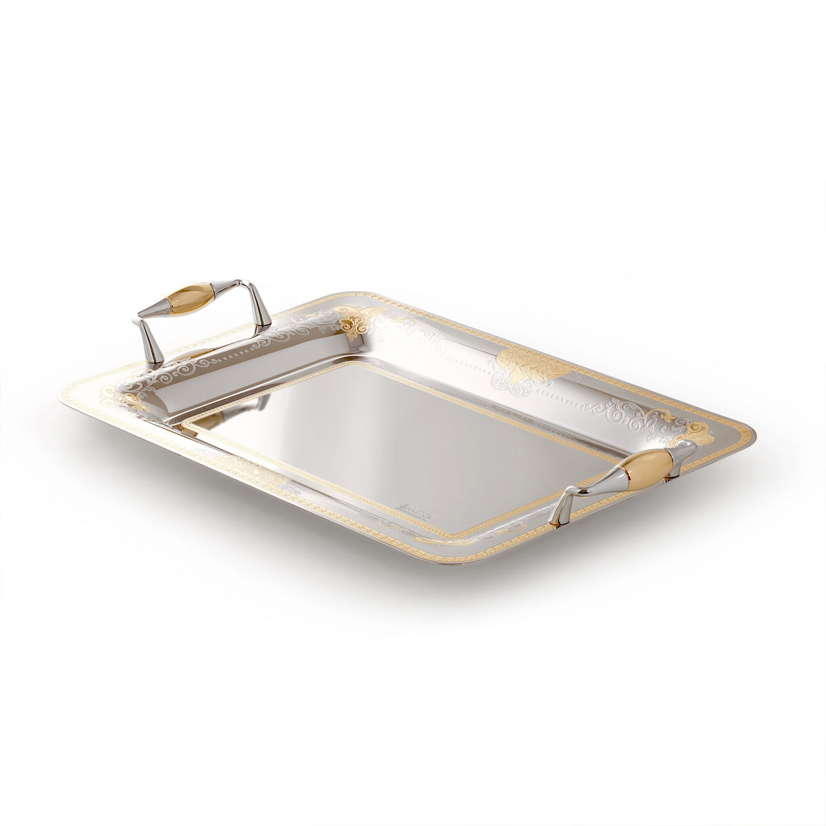 Vassoio classico in acciaio inox decorato in oro - Praga