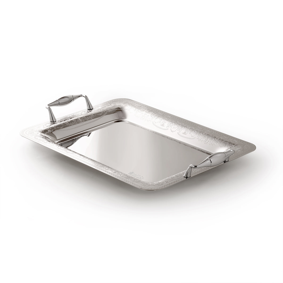 Vassoio rettangolare in acciaio lucido con incisione - Montecarlo