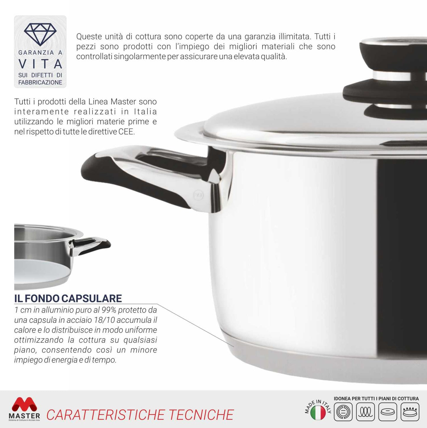 Batteria di pentole in acciaio con garanzia a vita - Martica