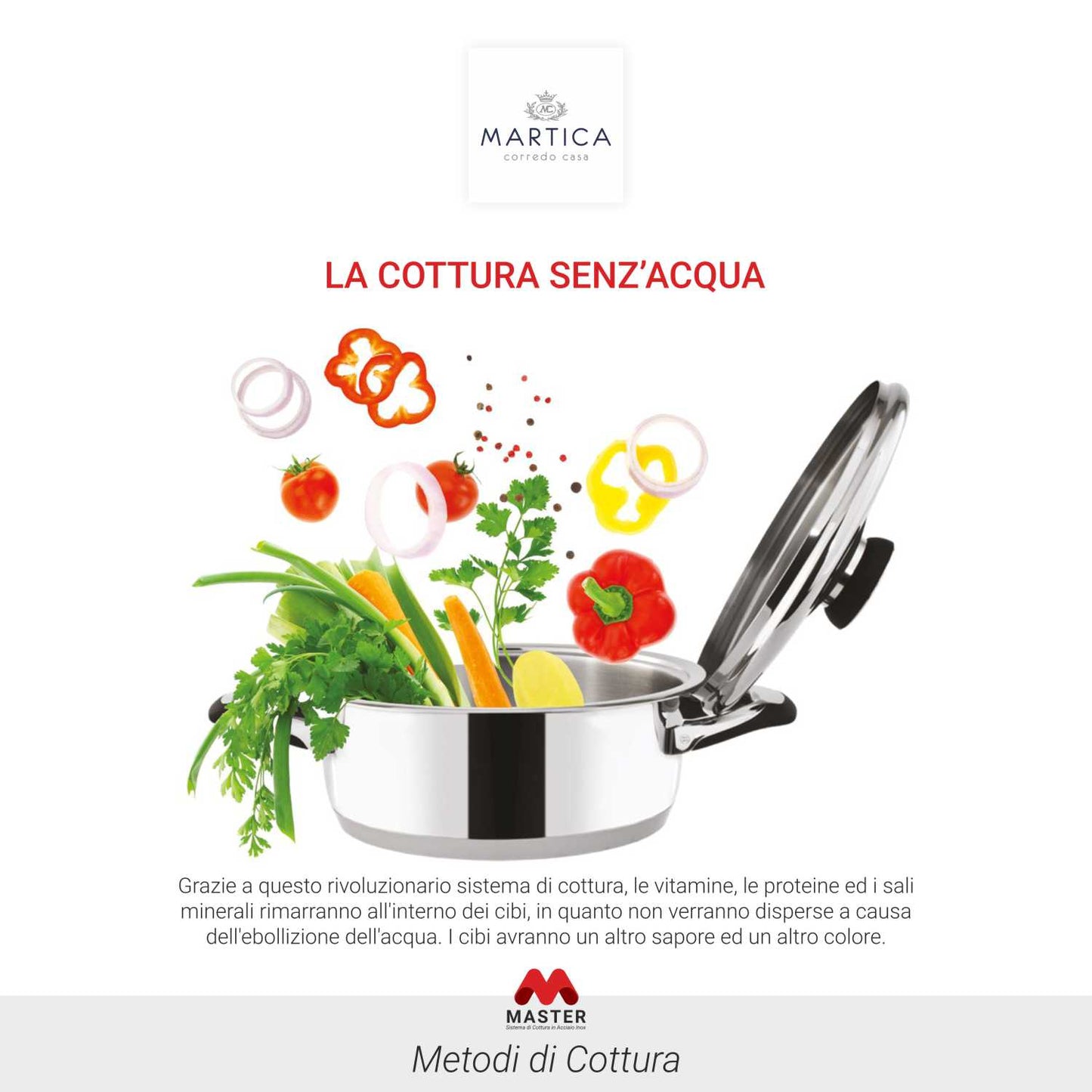 Batteria pentole idonea per una cottura dietetica senz'acqua - Martica