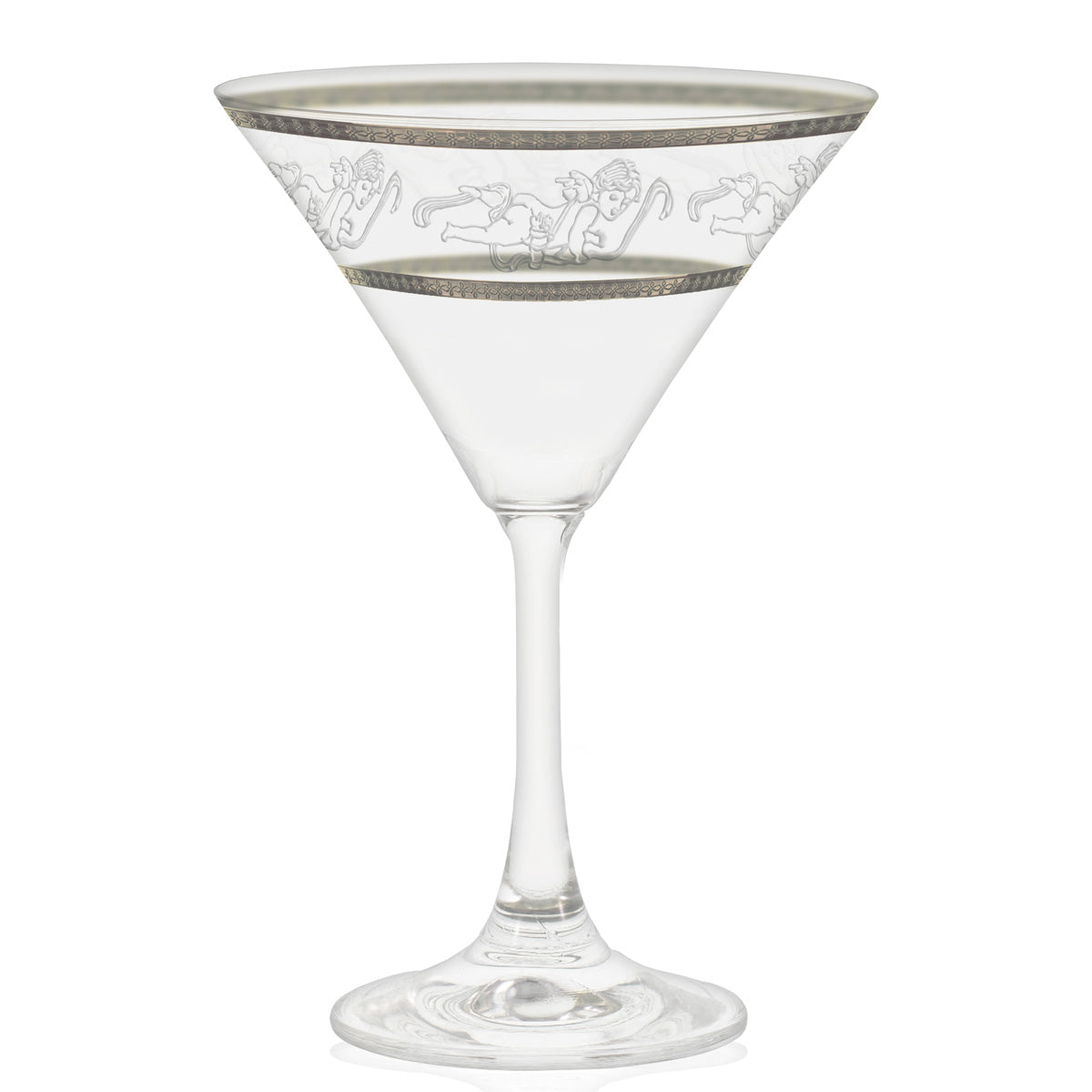 Bicchiere coppa con decoro argento ed incisione Angeli