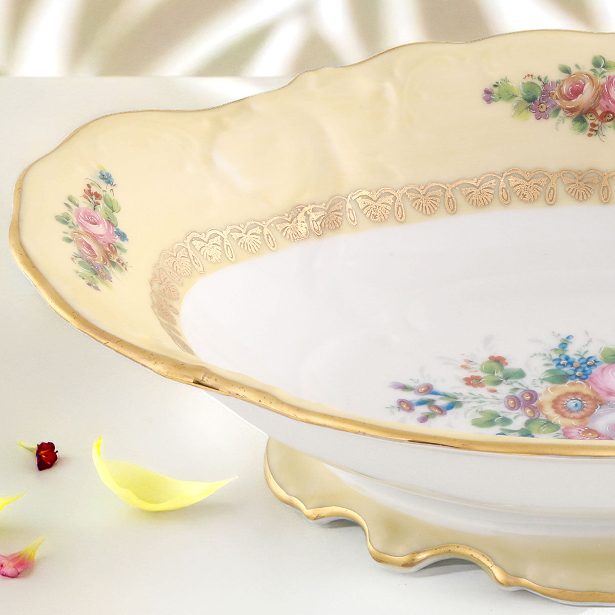 Centrotavola porcellana elegante in oro fiori - Diana