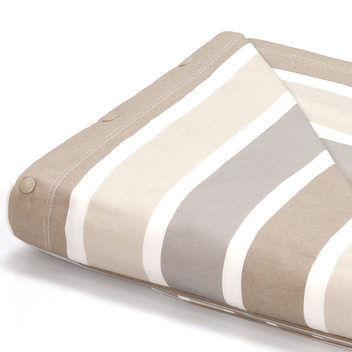 Completo letto flanella 2 piazze con fantasia moderna a righe sabbia tortora e grigio