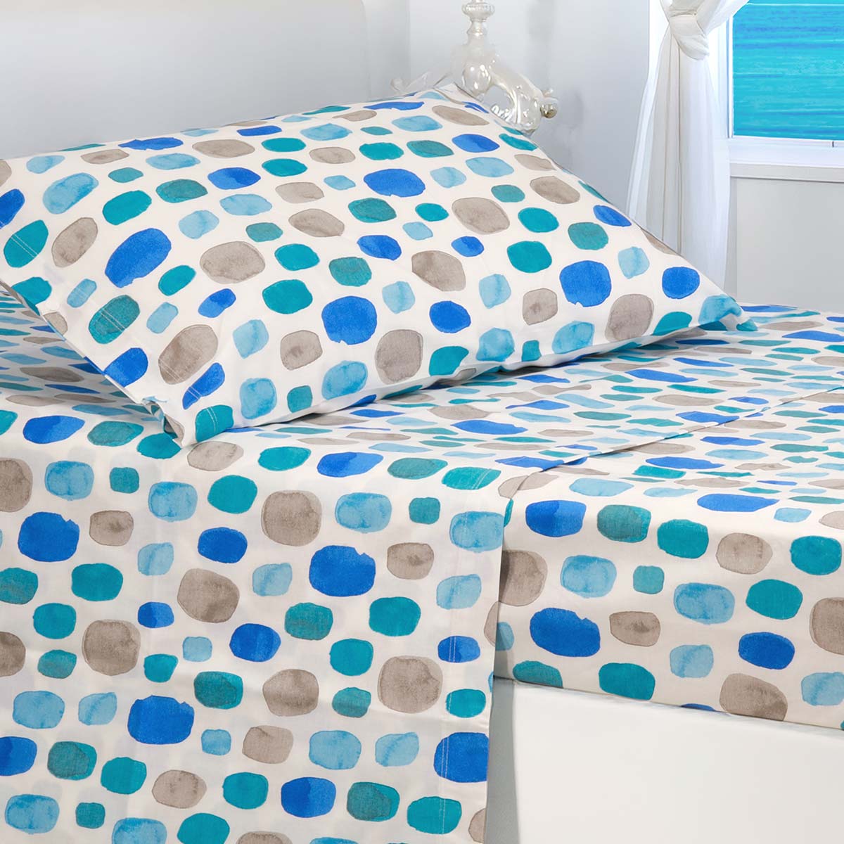 Completo letto singolo da 1 piazza fantasia mare vivace azzurra - Caracas