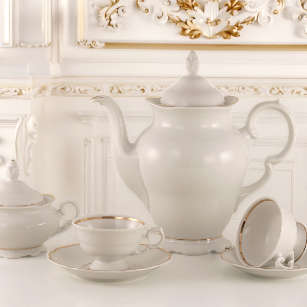 Completo tazzine caffè in fine porcellana filo oro - Caterina