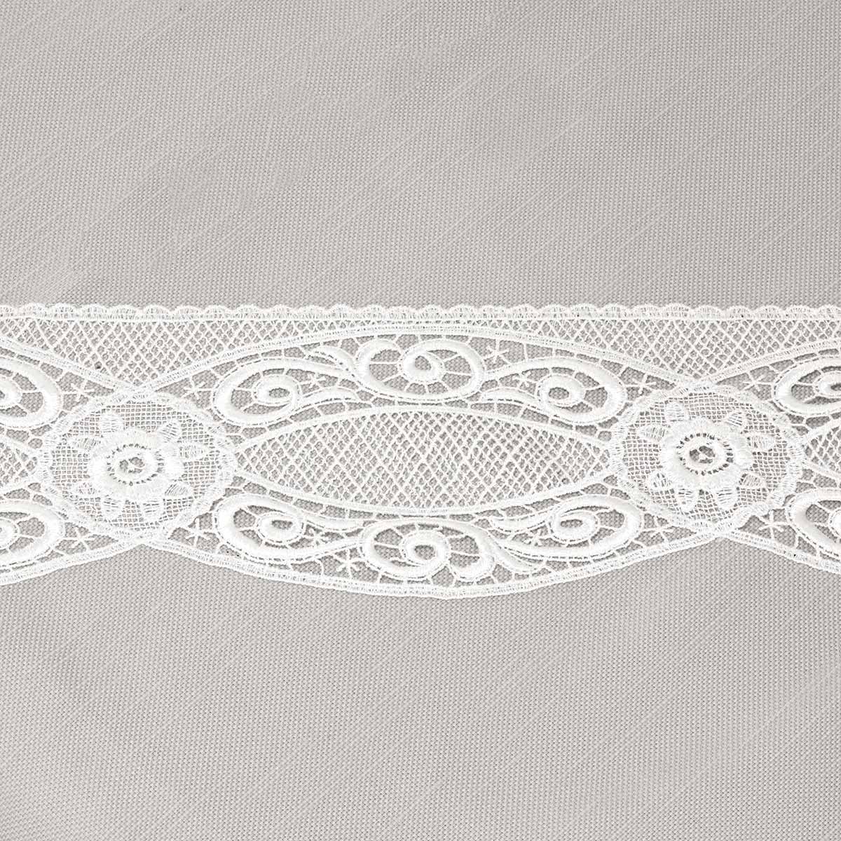 Coordinato letto di colore grigio con pizzo macramè italiano - Aura