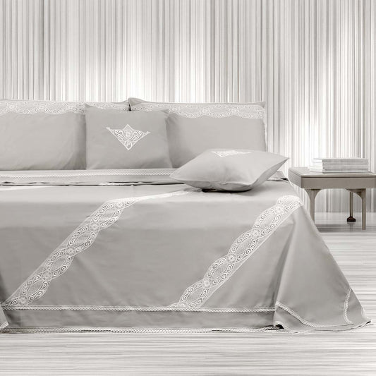 Coordinato letto di colore grigio con moderno pizzo diagonale - Aura