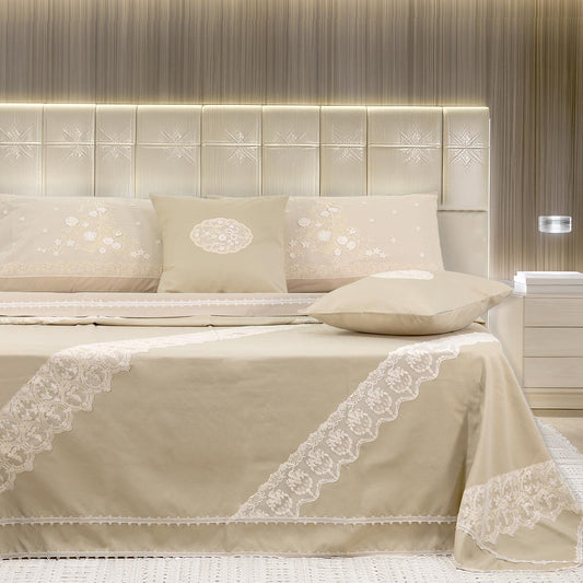Coordinato letto sabbia design moderno con pizzo costruzione diagonale - Aura