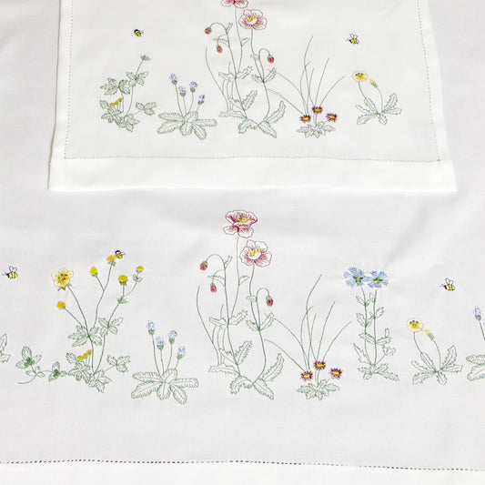 Coppia asciugamani bianca con ricamo apine