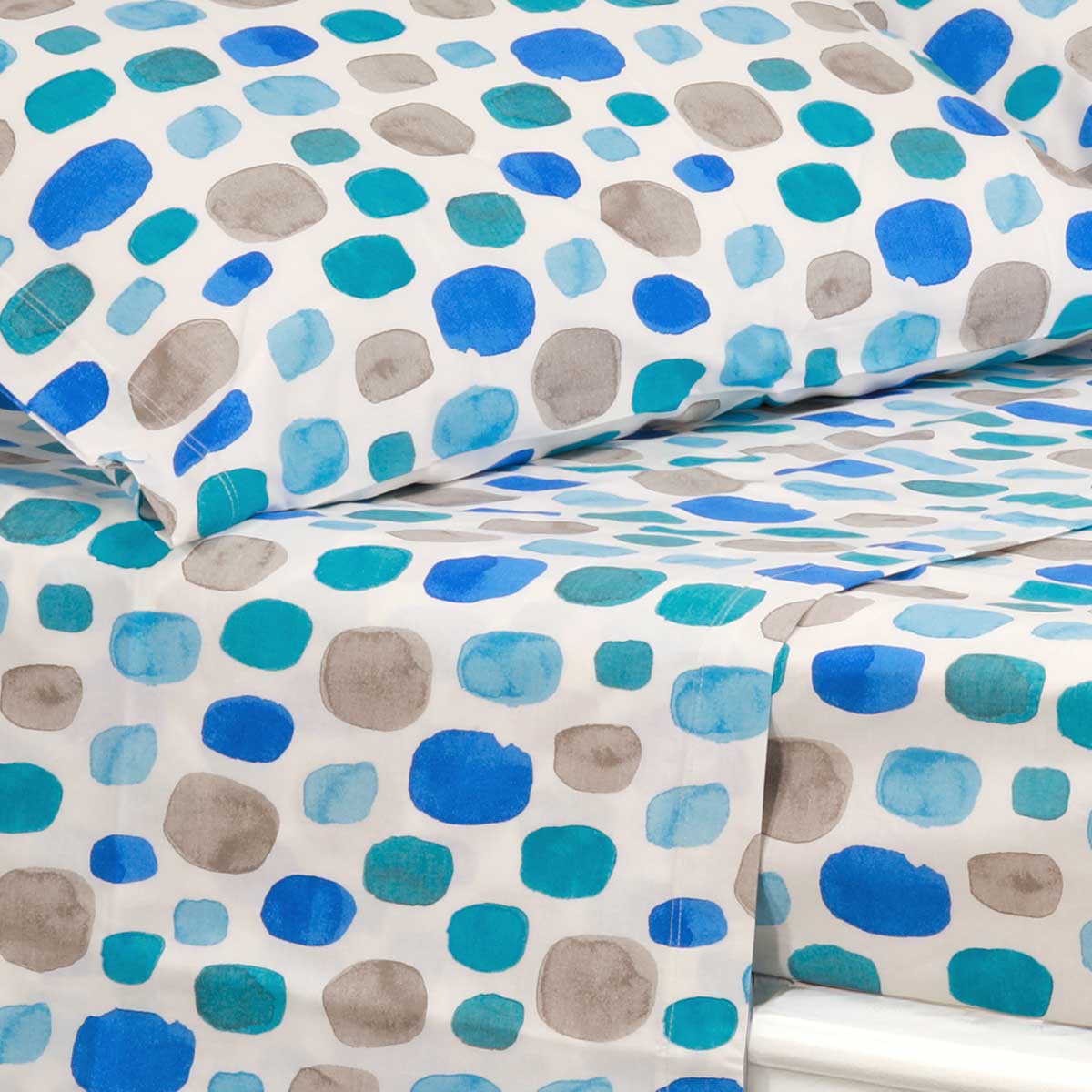 Coppia lenzuola fantasia allegra mare azzurro celeste - Caracas