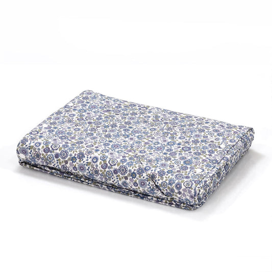 Coppia lenzuola in flanella di puro cotone 2 piazze con fantasia fiorellini azzurri - Marianna