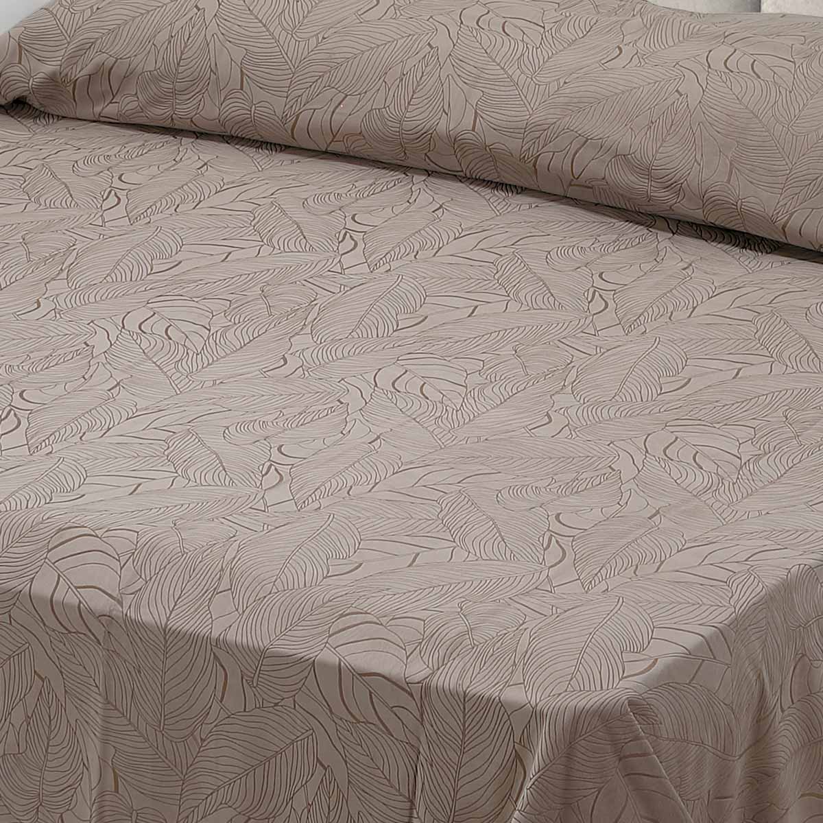 Copriletto primaverile elegante stile contemporaneo in velluto lavorato di colore tortora - Essenza