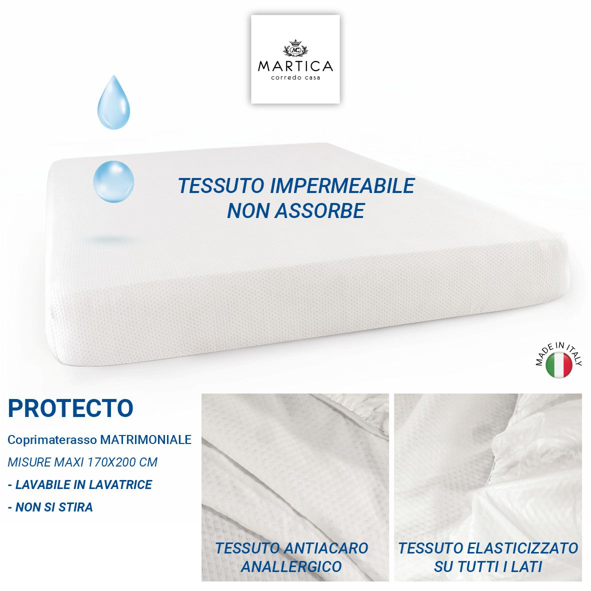Coprimaterasso traversa impermeabile protettiva matrimoniale - Protecto