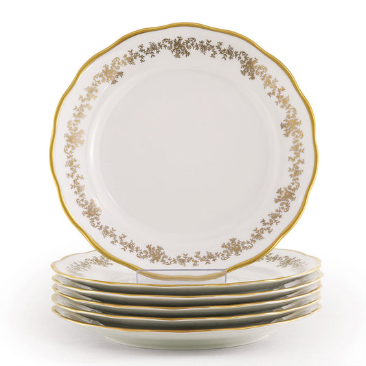 Piatti piani in fine porcellana con decoro in oro stile classico