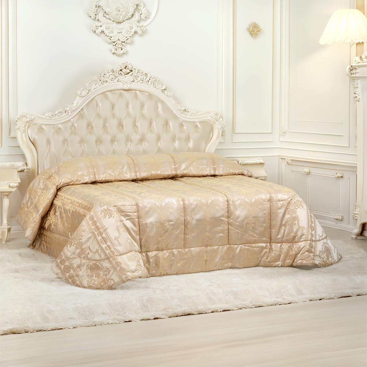 Piumone letto con imbottitura pesante invernale damascata oro - Imperiale