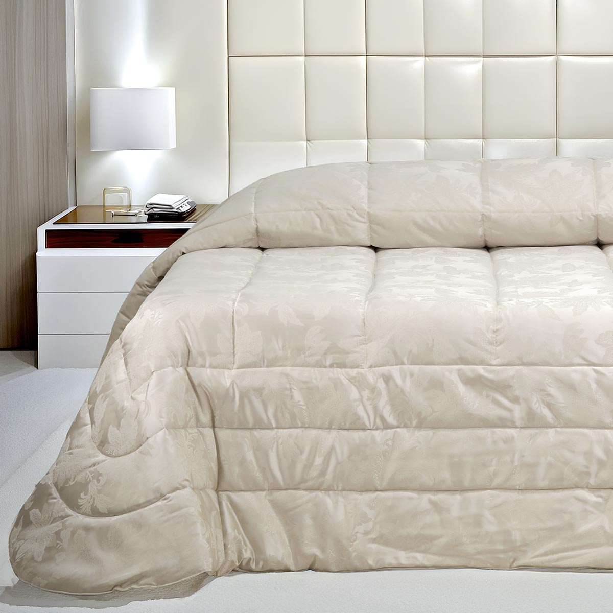 Piumone pesante matrimoniale invernale damasco beige