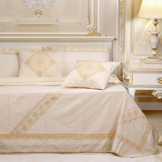 Primo letto avorio in tessuto ottoman con pizzo