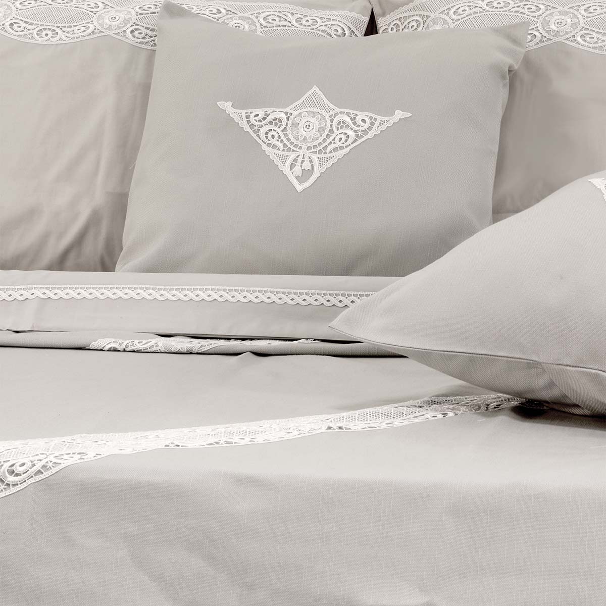 Primoletto moderno di colore grigio con pizzo italiano lavorazione diagonale - Aura