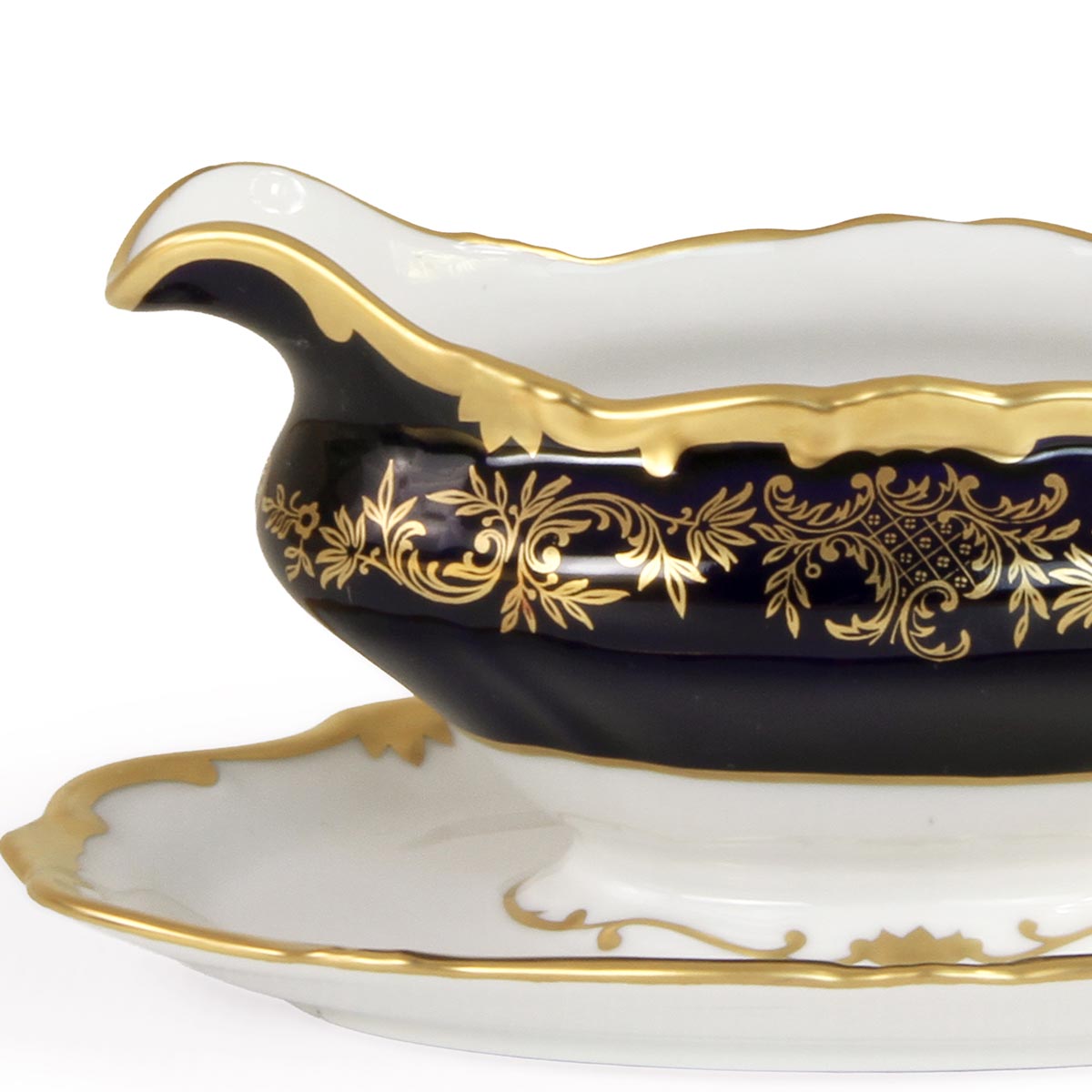 Salsiera con decorazione prestigiosa artigianale in oro e cobalto