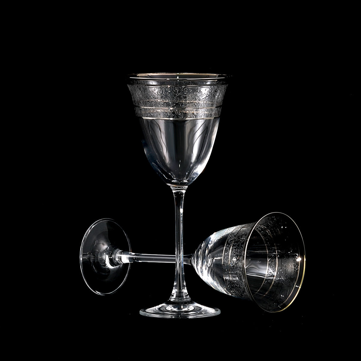 Servizio bicchieri in cristallo decorati filo platino - Portofino