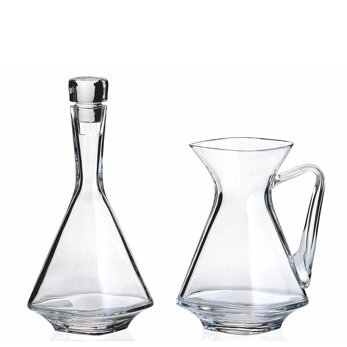 Servizio completo di bicchieri quadrati con brocca e bottiglia in cristallo prodotto in Italia - Isabel