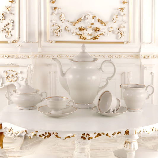 Servizio tazzine da caffè con forma classica filo oro - Caterina