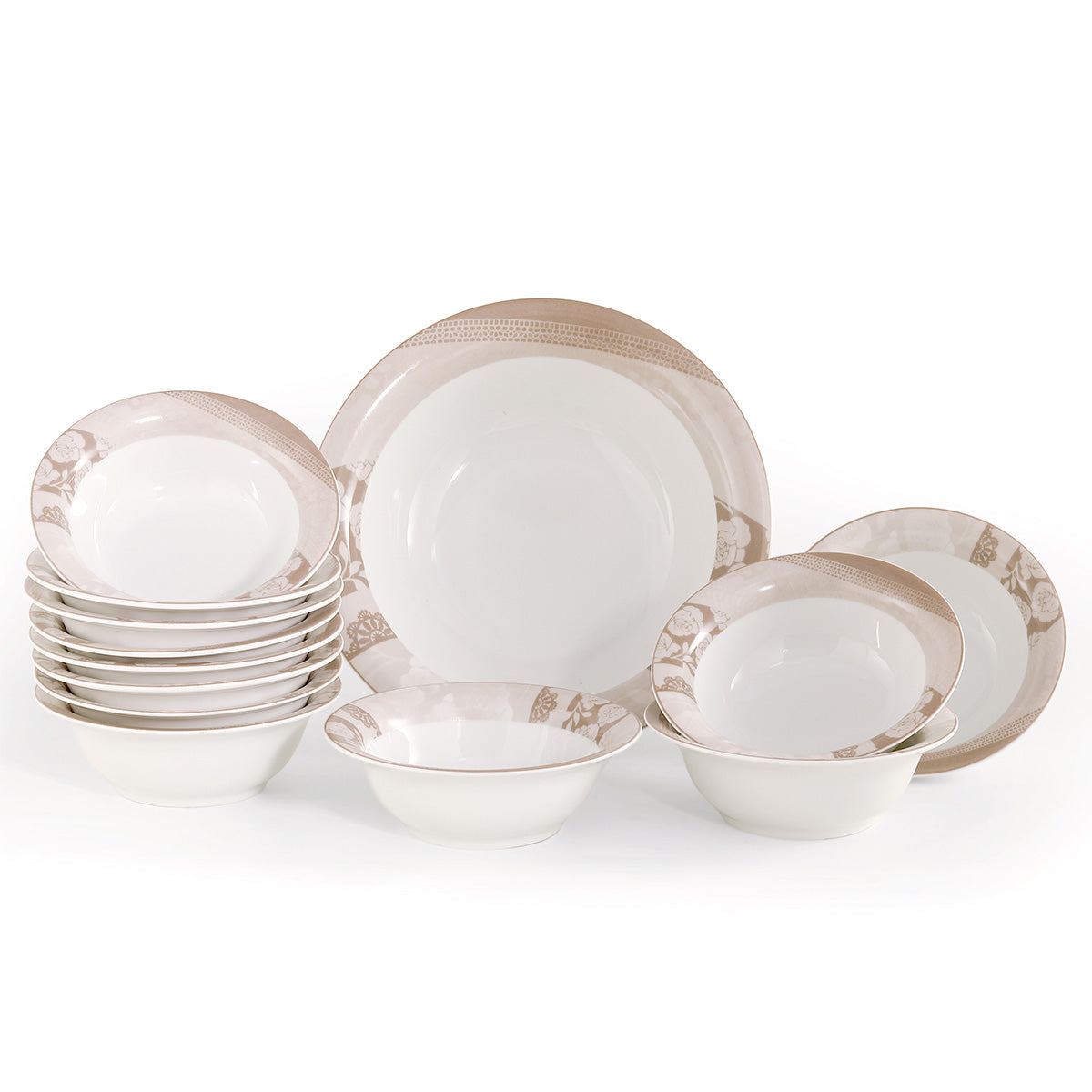Set coppette antipasti macedonia o gelato in fine porcellana con decoro tortora - Valencienne