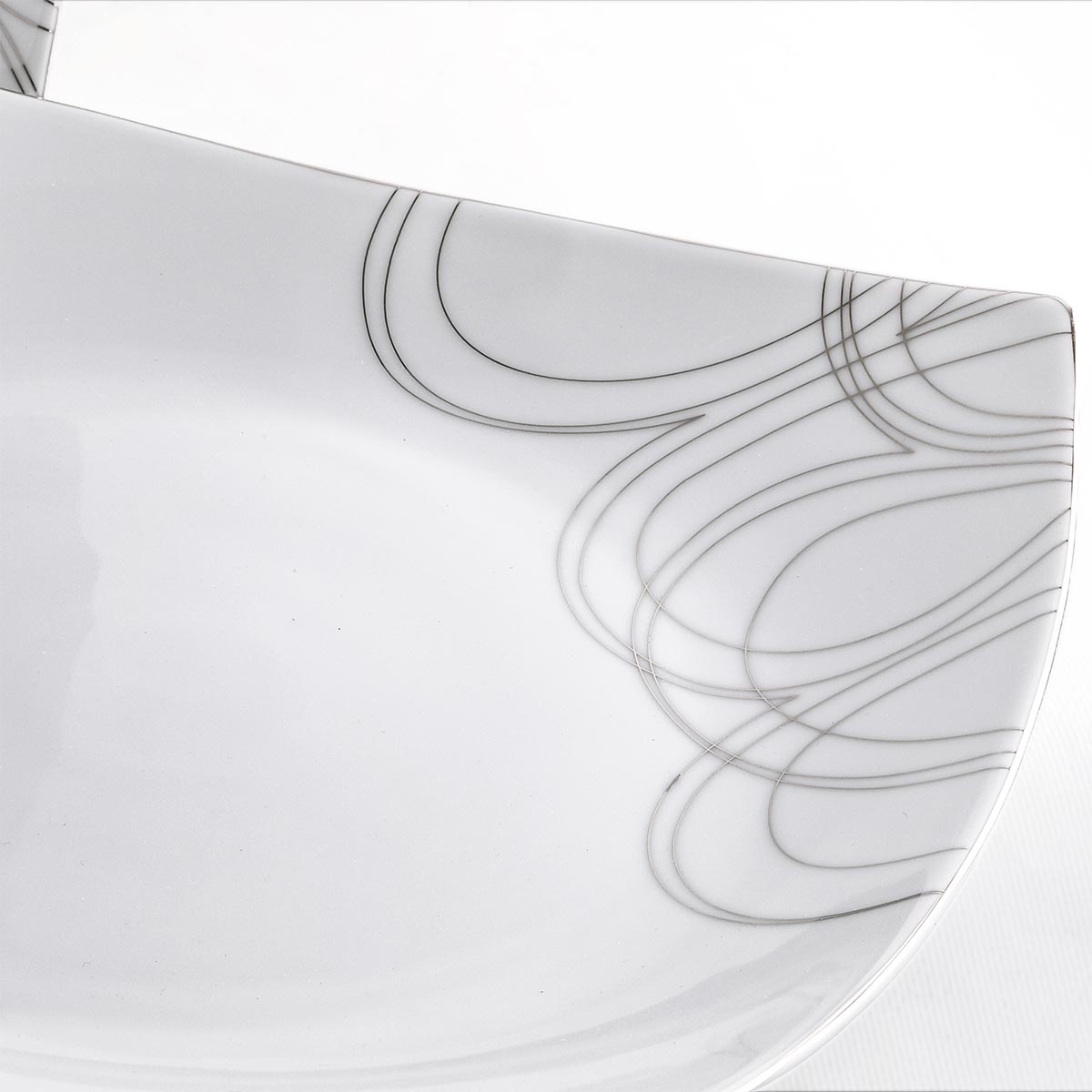 Set segnaposto quadrato in fine porcellana con decoro moderno argento - boston
