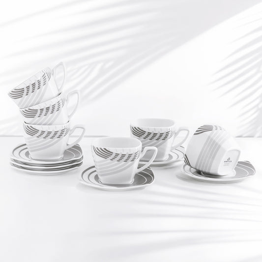 Set tazze latte o te quadrate con decoro moderno grigio - Cosmo