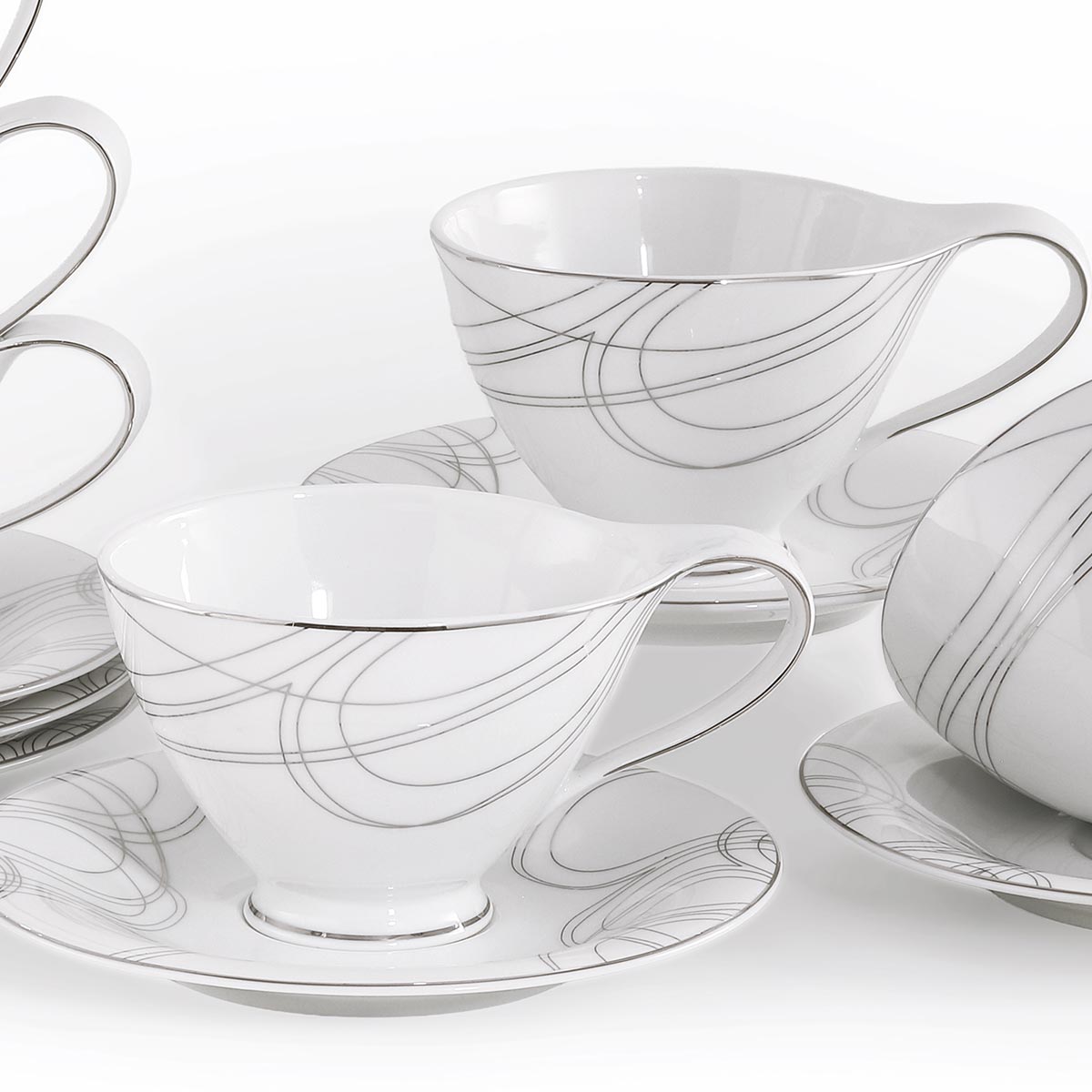 Tazze te latte con piattino in porcellana dal design moderno - Dallas