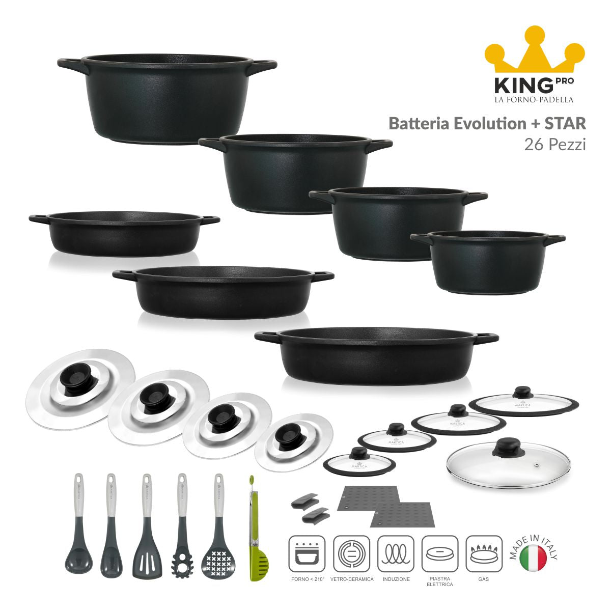 Batteria Pentole Evolution 16 Pezzi - Antiaderente Per Induzione E Tutti I Piani Cottura - Foto 8