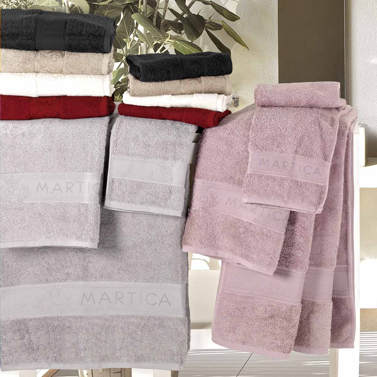Completo biancheria da bagno 6+6 con asciugamani in morbida spugna di cotone idrofilo colorati 12 pezzi