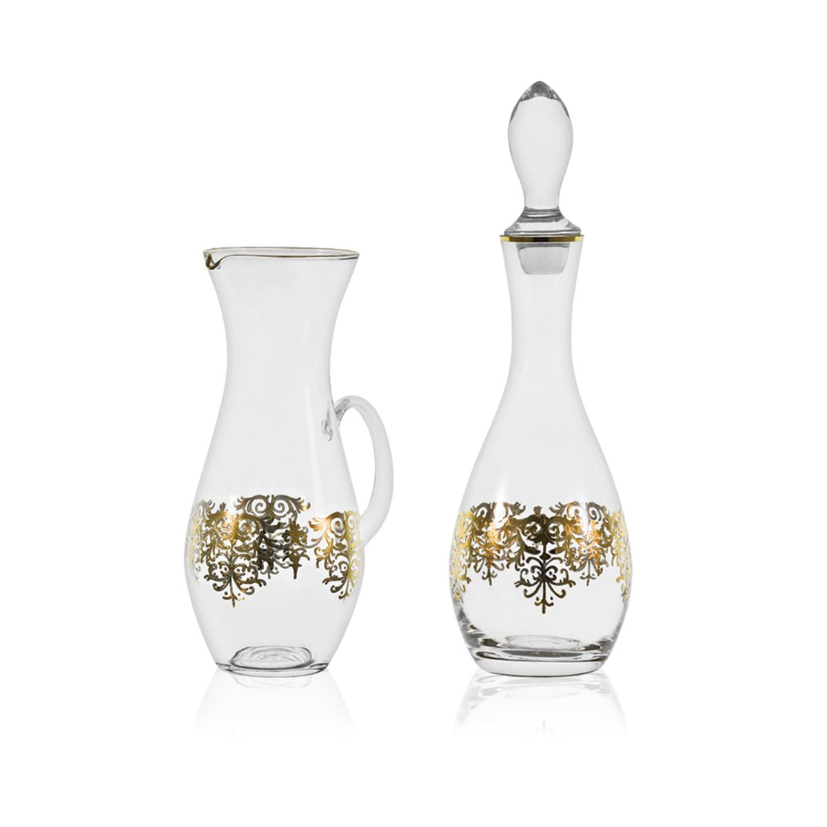 Completo bicchieri con brocca e bottiglia decorazione in oro classica - Giulia