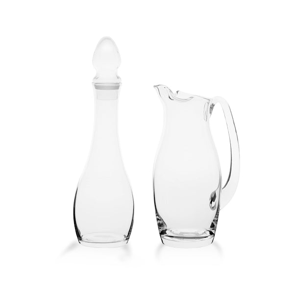 Completo bicchieri forma ottica con brocca e bottiglia - Corinne