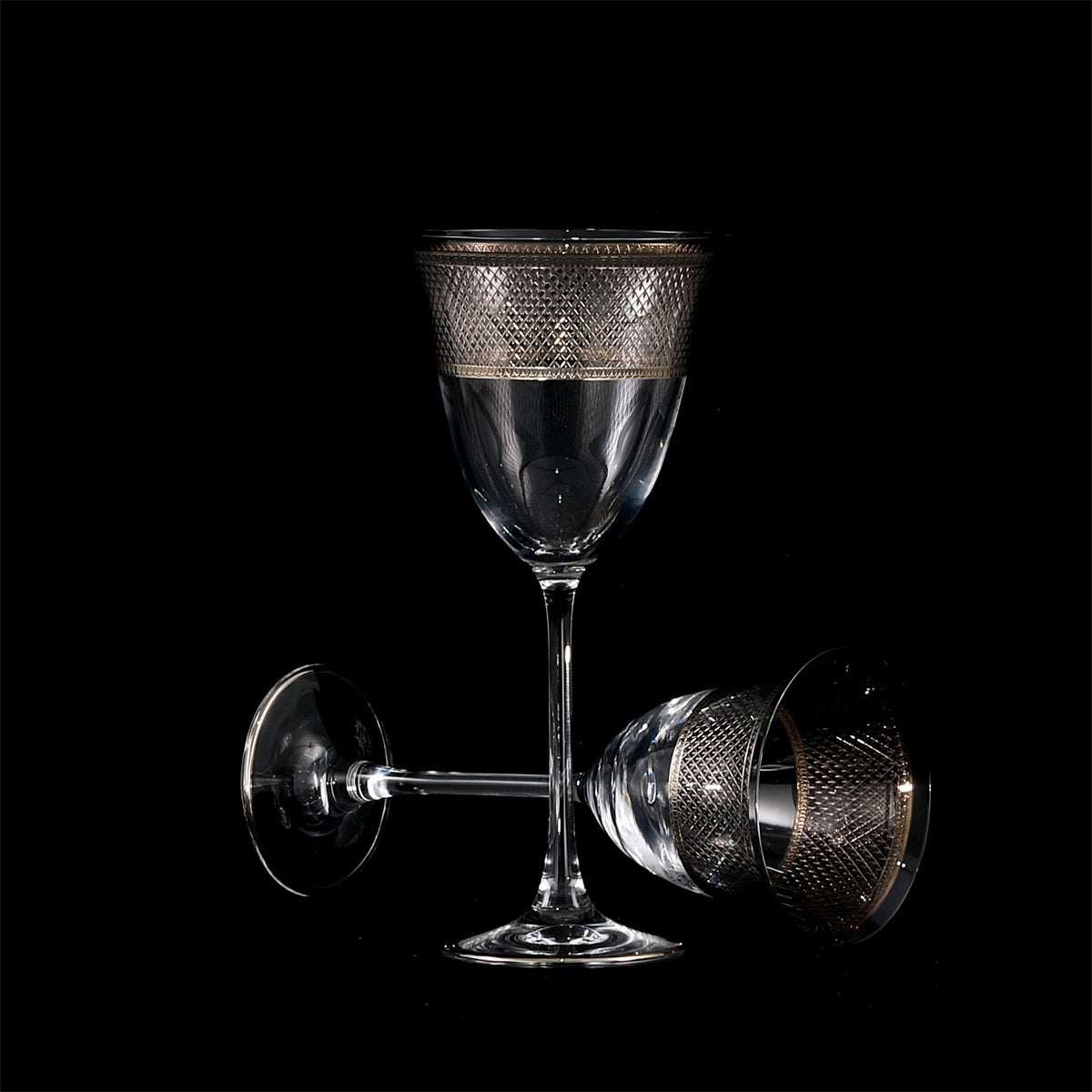 Completo bicchieri lusso moderno in cristallo con decoro platino - Tokyo