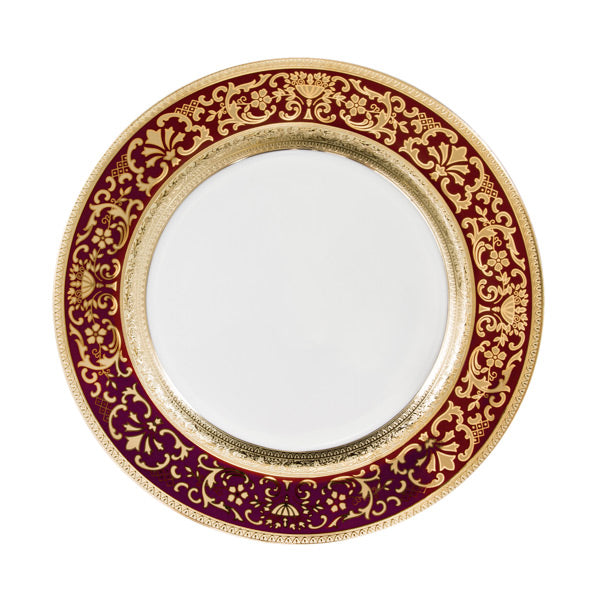 Completo piatti in porcellana con decorazione classica oro e bordò - Royal