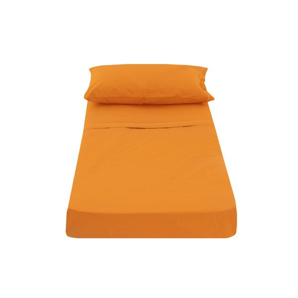 Coppia lenzuola 1 piazza singola tinta unita Arancio in puro cotone