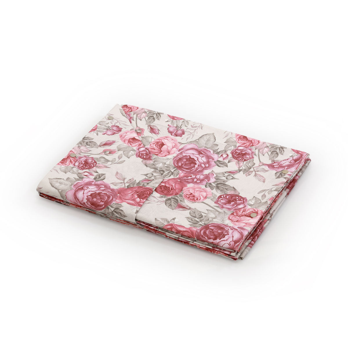 Coppia lenzuola 2 piazze grandi con elastico in cotone a fiori rosa - Flora