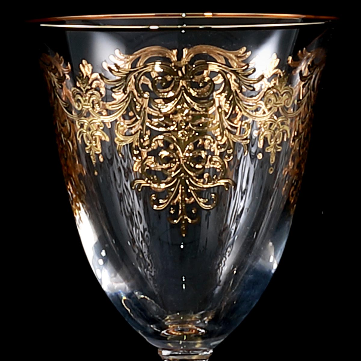 Elegante servizio di bicchieri in cristallo con decoro artigianale in oro 50 pezzi - Giulia