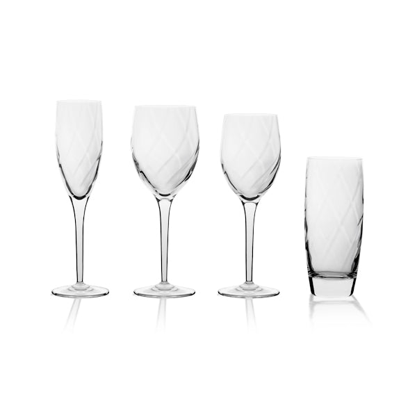 Servizio di bicchieri a calice dalla forma ottica 50 pezzi - Corinne