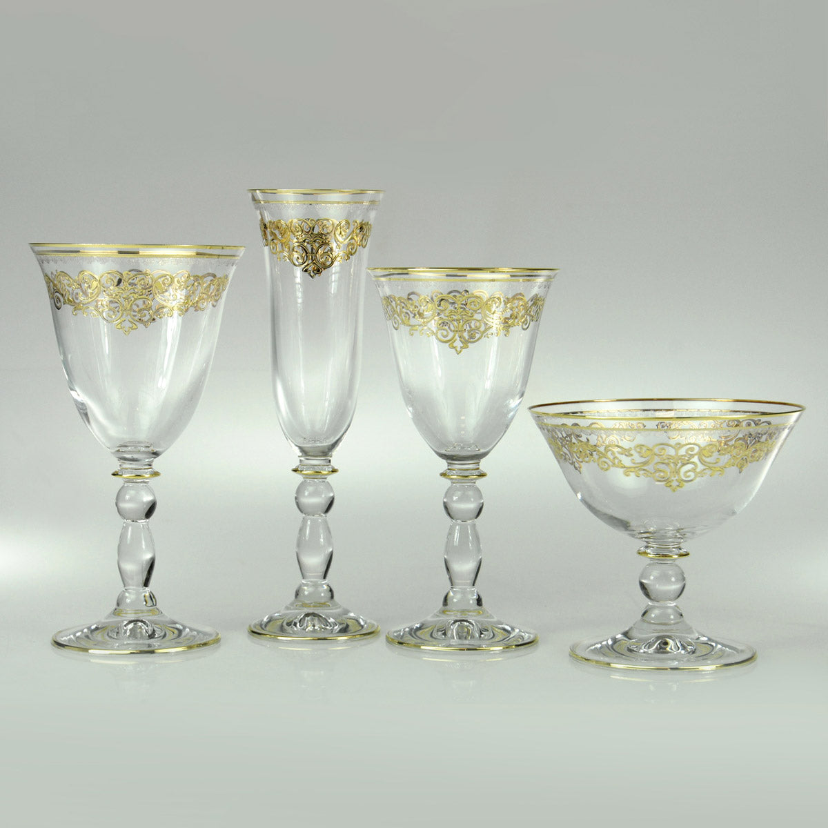 Servizio bicchieri classico con decoro inciso oro - Praga