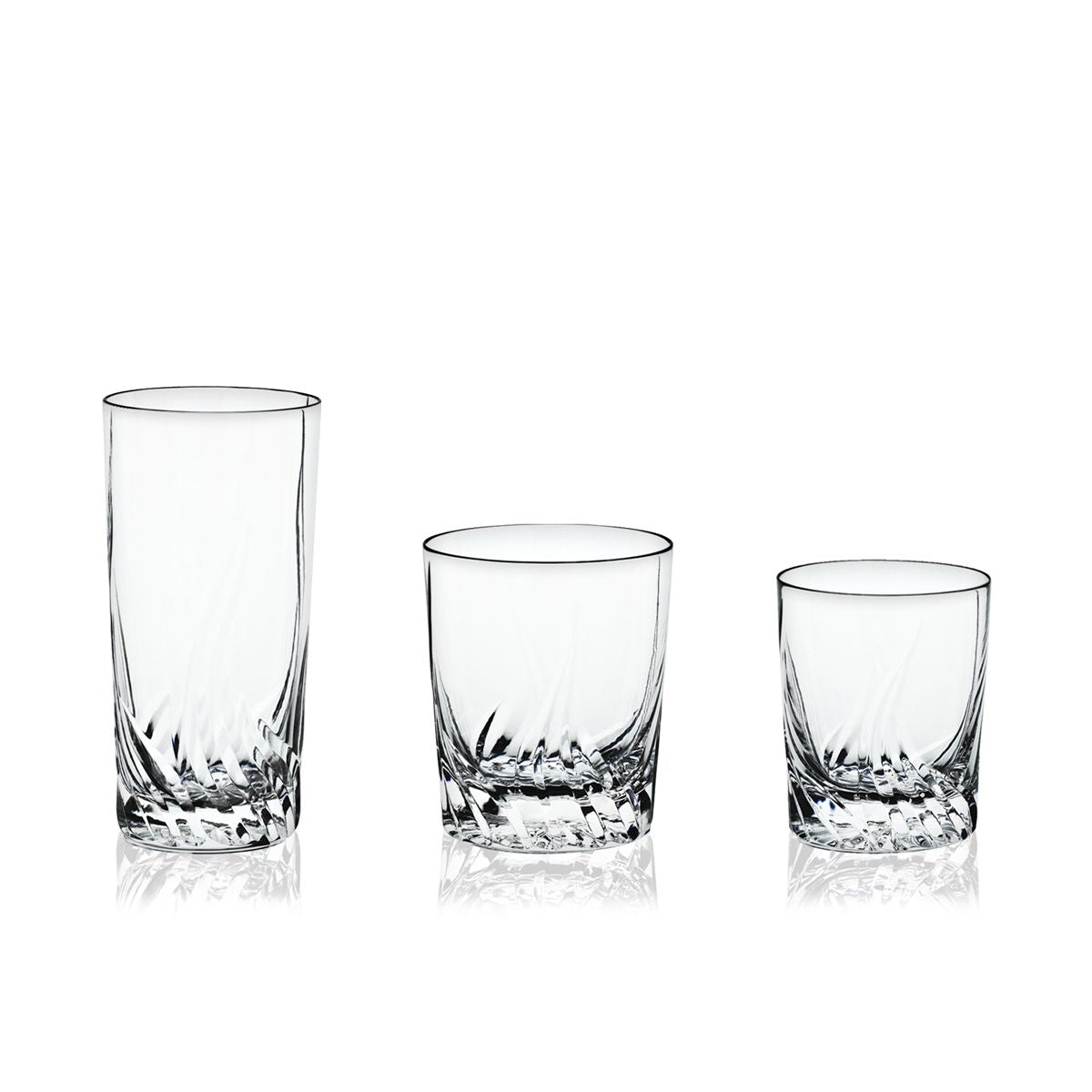 Servizio bicchieri in cristallo basso con incisione - Onda